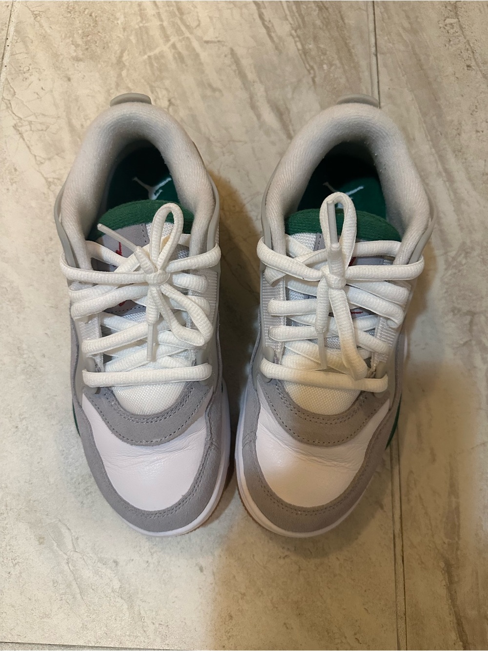 Jordan Kids White, Gray & Green Low-Top Sneakers